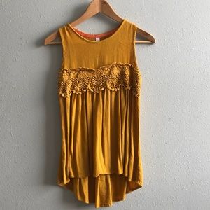 mustard yellow lace top